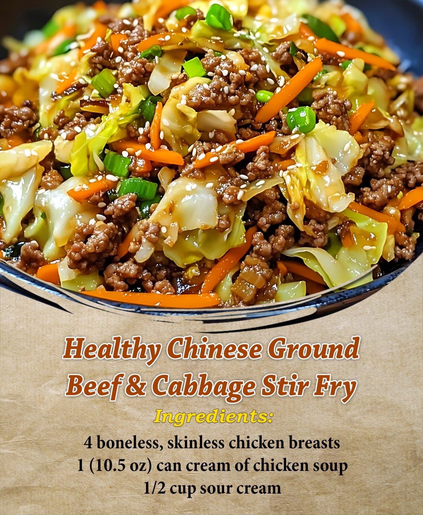 Healthy Chinese Ground Beef & Cabbage Stir Fry