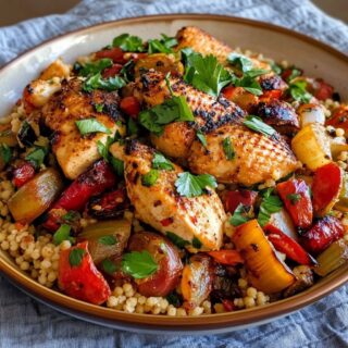 Poulet grillé aux légumes rôtis & semoule parfumée