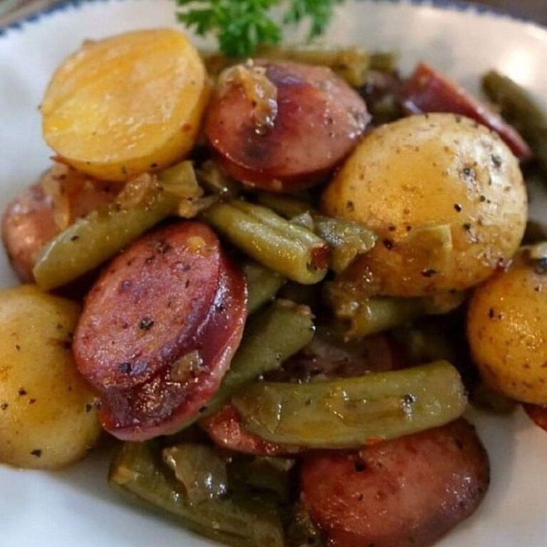 SAUSAGE GREEN BEAN POTATO CASSEROLE