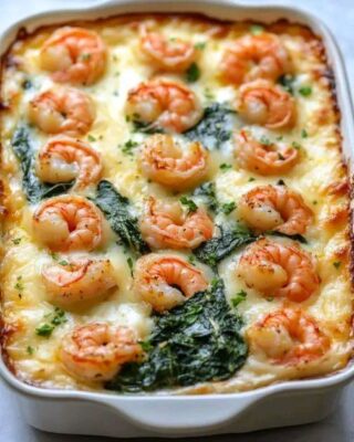 GARLIC SHRIMP ALFREDO BAKE
