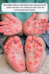 Toddler Has Red Spots on Palms & Soles + Won’t Walk? What to Do When the Doctor’s Booked