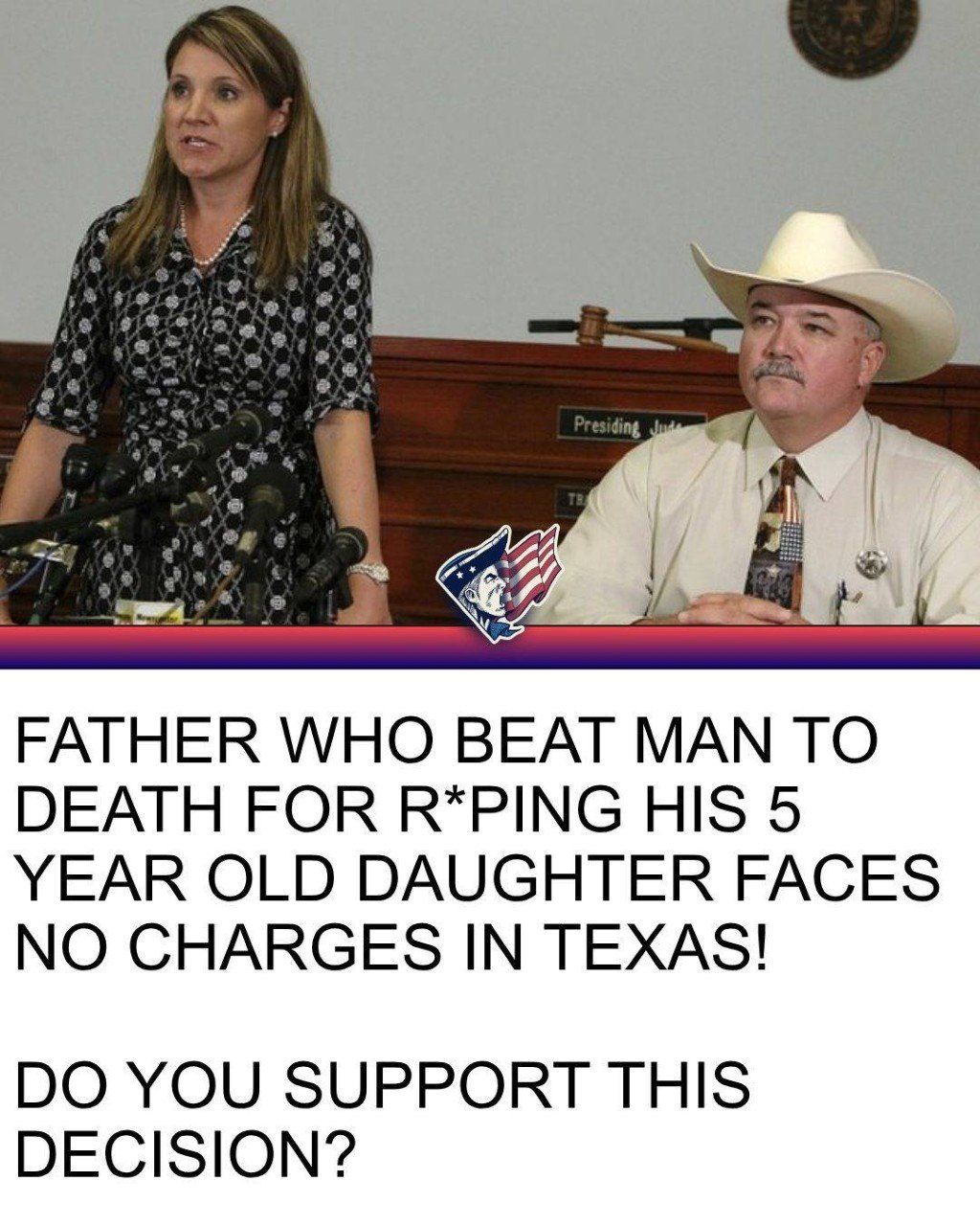DAILY POLL: Do you support the father in Texas receiving no charges for beating a man to death who r*ped his 5 year old daughter?