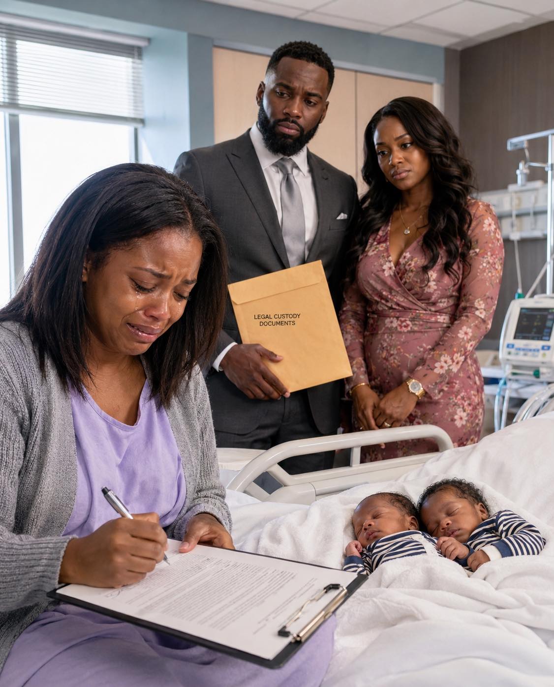 Three days after an emergency C-section, my husband arrived with his assistant to force me to sign the divorce papers so he could keep our twin daughters.
